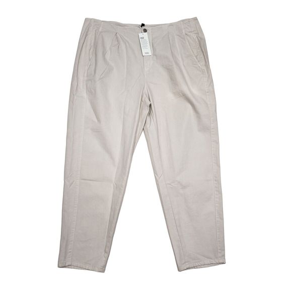 Eileen Fisher Pants Plus Size 20 White Tapered Ankle‎ Crop w/ Pleats Mature NEW - Picture 1 of 11
